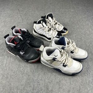 Kids Jordan Retro 4s 11s Size 5y Sneakers Shoes Black White Blue Red Lot Of 3